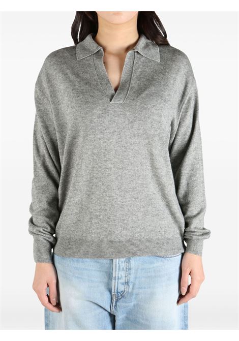 polo super fine cashmere donna grigia AURALEE | A25SP04SCTOP GRAY